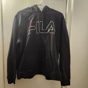 Fila Black Hoodie with Red and White Accents
